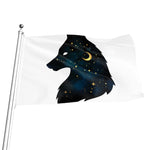 Moon And Stars Wolf Spirit Print Flag