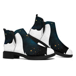 Moon And Stars Wolf Spirit Print Flat Ankle Boots