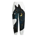 Moon And Stars Wolf Spirit Print Fleece Lined Knit Pants