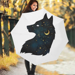 Moon And Stars Wolf Spirit Print Foldable Umbrella