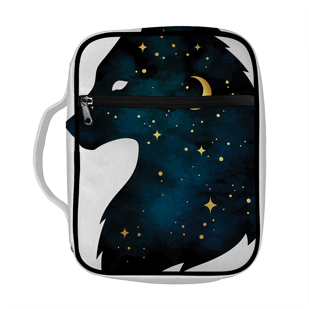 Moon And Stars Wolf Spirit Print Front Pocket Bible Bag
