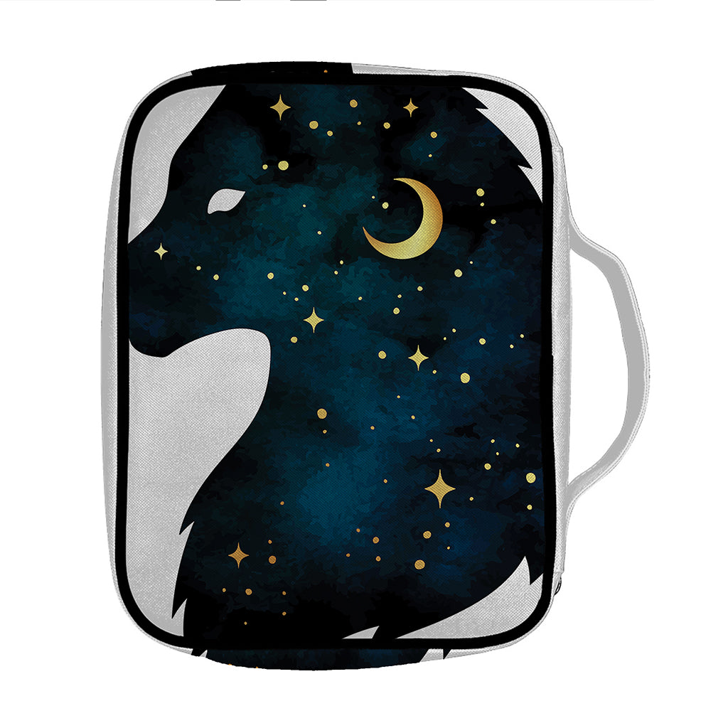 Moon And Stars Wolf Spirit Print Front Pocket Bible Bag