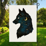 Moon And Stars Wolf Spirit Print Garden Flag