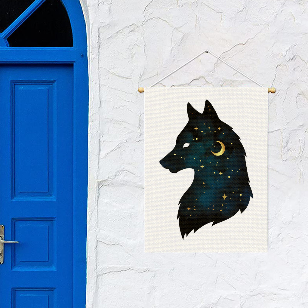 Moon And Stars Wolf Spirit Print Garden Flag
