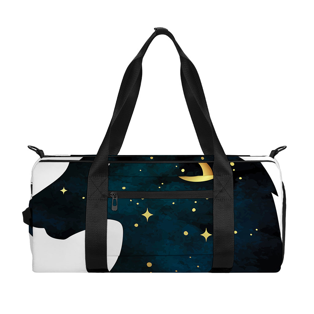 Moon And Stars Wolf Spirit Print Gym Bag