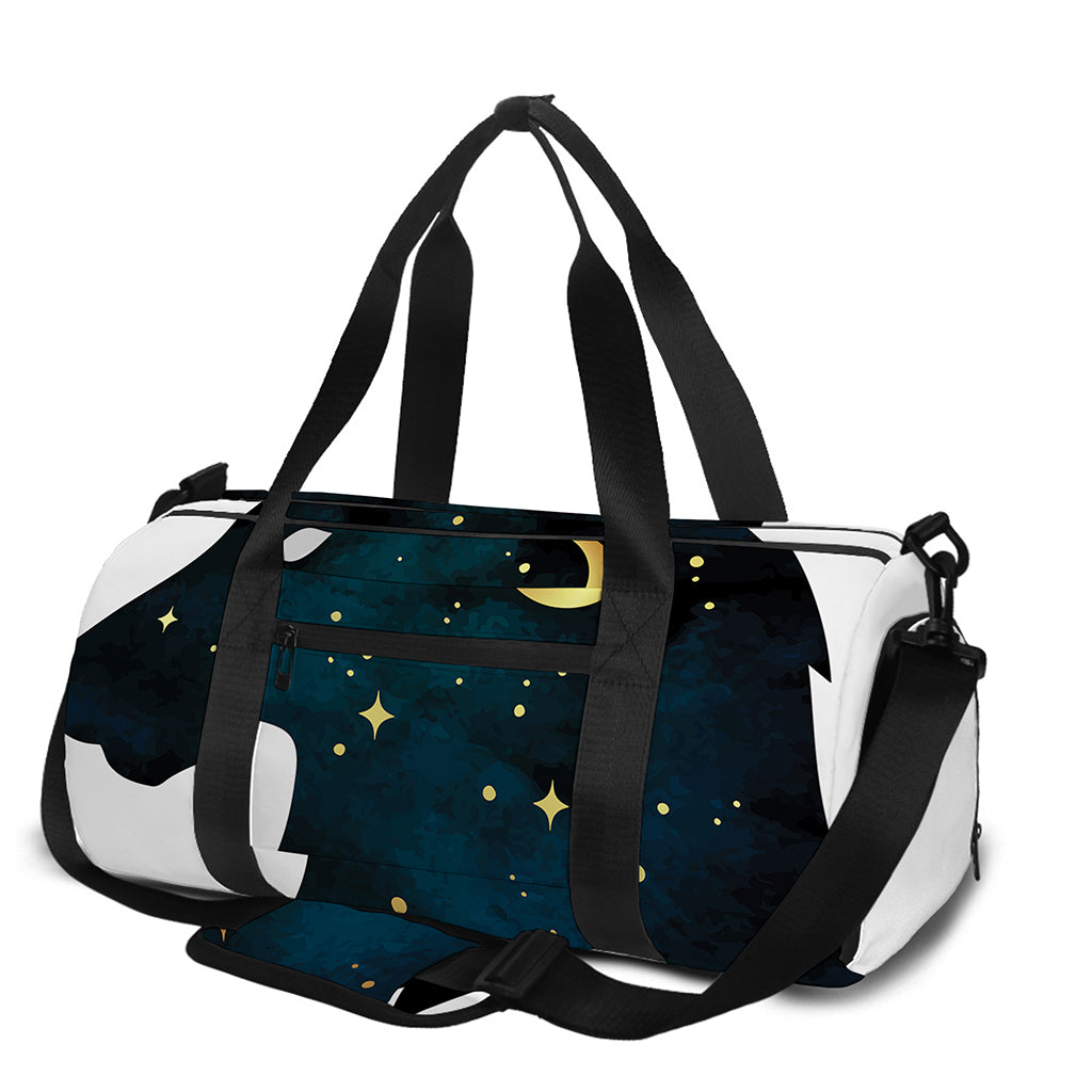 Moon And Stars Wolf Spirit Print Gym Bag