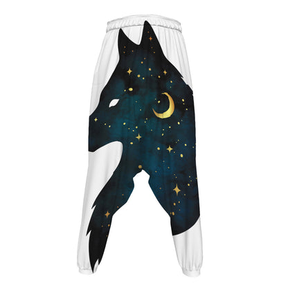 Moon And Stars Wolf Spirit Print Hammer Pants