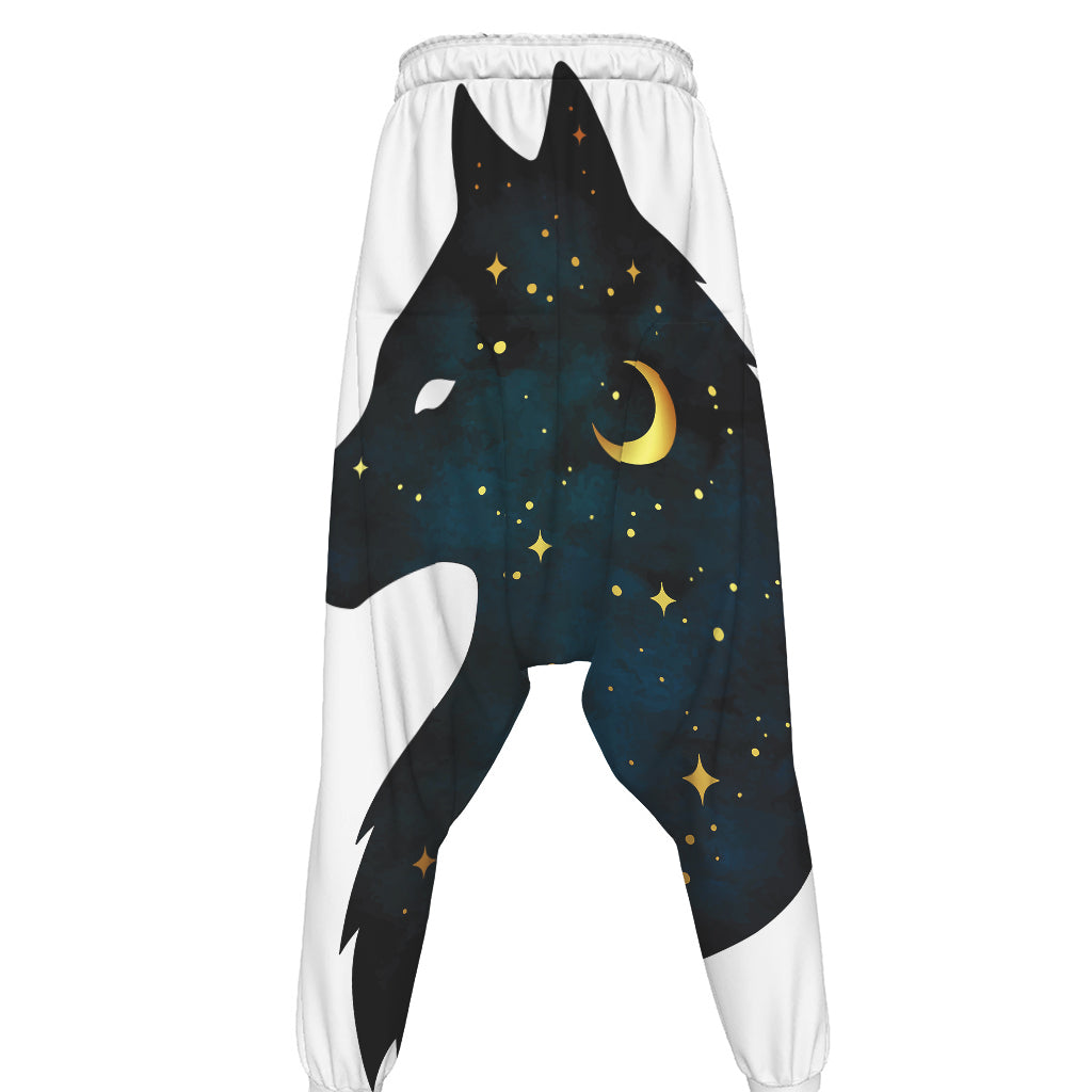 Moon And Stars Wolf Spirit Print Hammer Pants