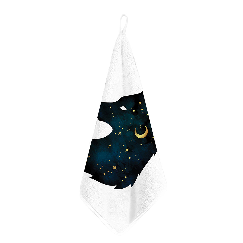 Moon And Stars Wolf Spirit Print Hand Towel