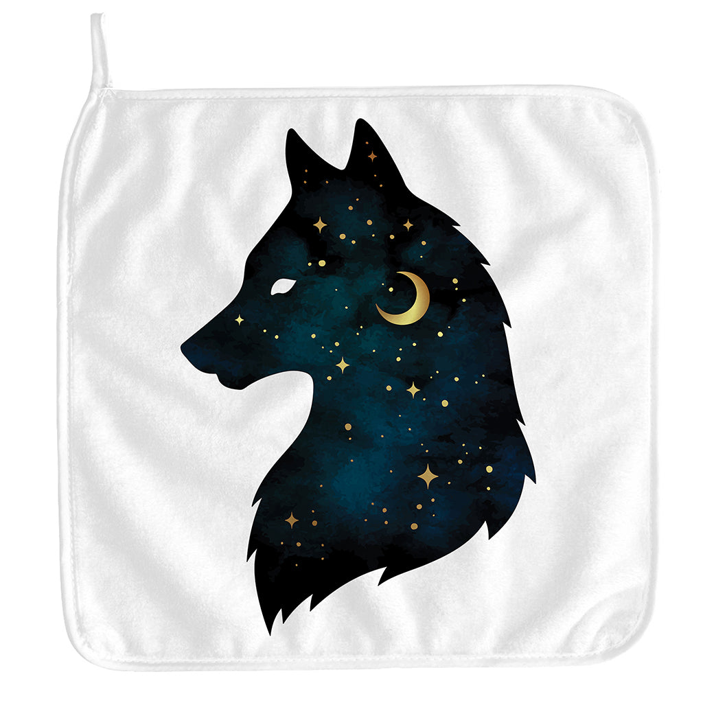 Moon And Stars Wolf Spirit Print Hand Towel