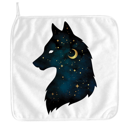 Moon And Stars Wolf Spirit Print Hand Towel