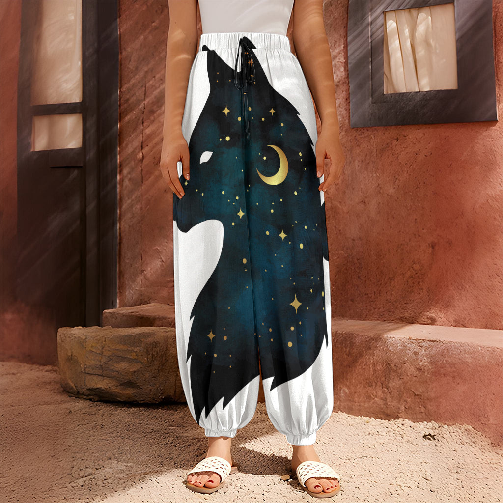 Moon And Stars Wolf Spirit Print Harem Pants