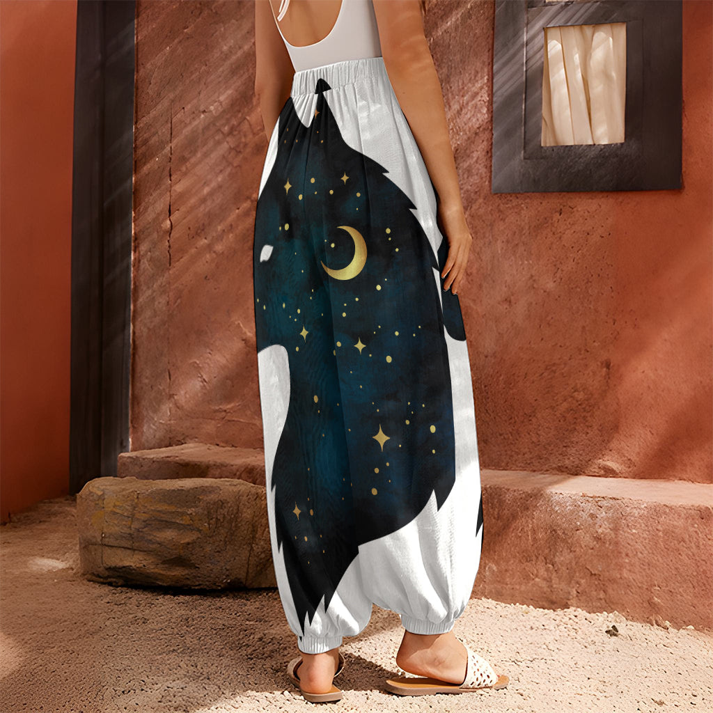 Moon And Stars Wolf Spirit Print Harem Pants