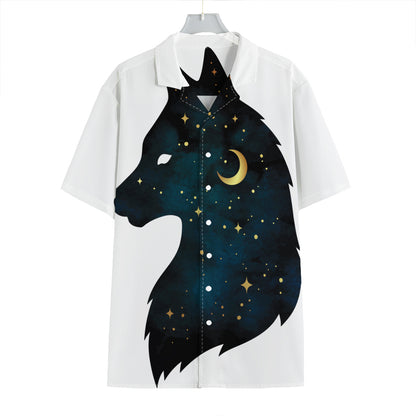 Moon And Stars Wolf Spirit Print Hawaiian Shirt