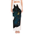 Moon And Stars Wolf Spirit Print High Slit Maxi Skirt