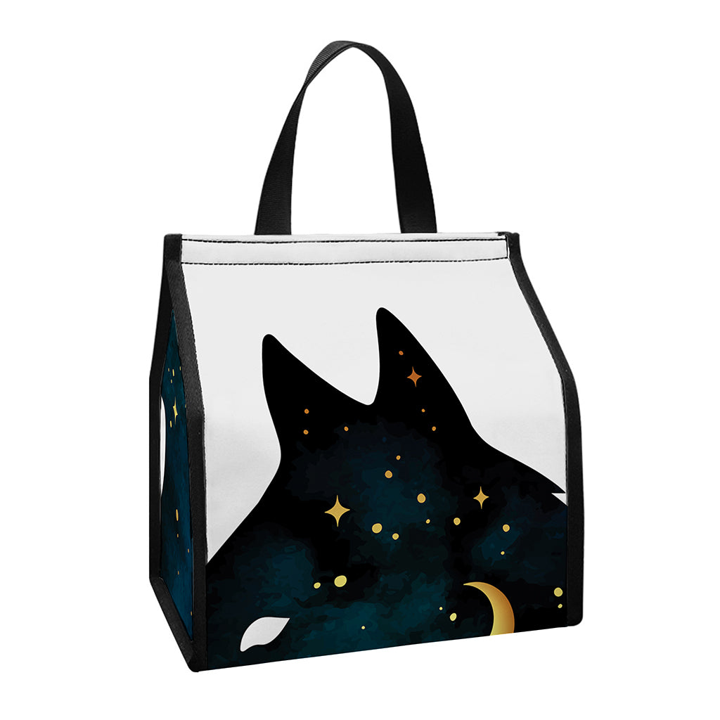 Moon And Stars Wolf Spirit Print Insulated Lunch Tote