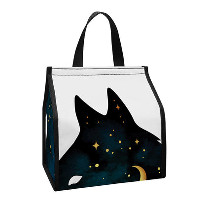 Moon And Stars Wolf Spirit Print Insulated Lunch Tote