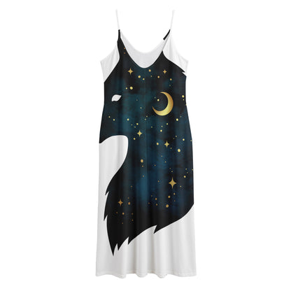 Moon And Stars Wolf Spirit Print Jersey Midi Cami Dress