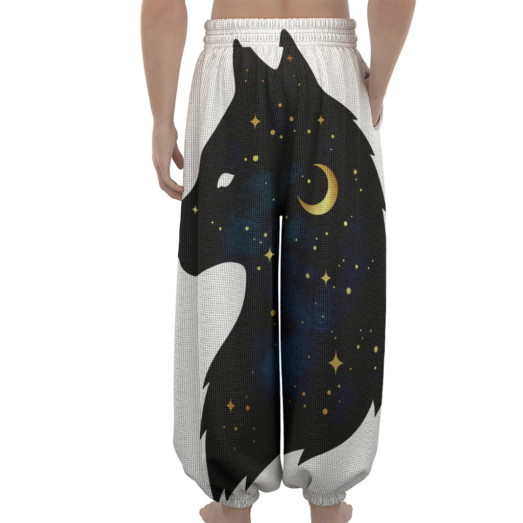 Moon And Stars Wolf Spirit Print Lantern Pants