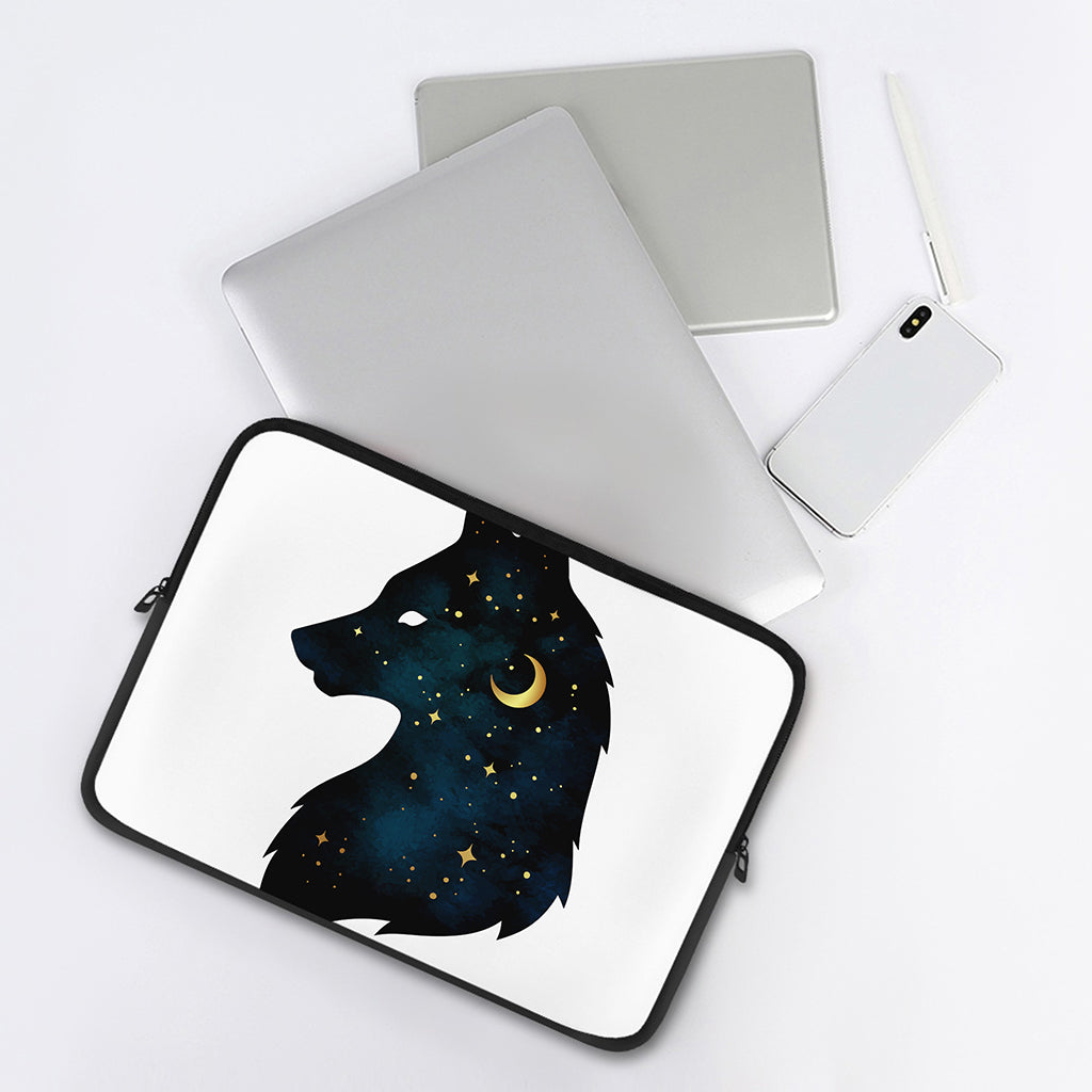 Moon And Stars Wolf Spirit Print Laptop Sleeve