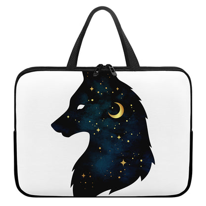 Moon And Stars Wolf Spirit Print Laptop Sleeve With Handle