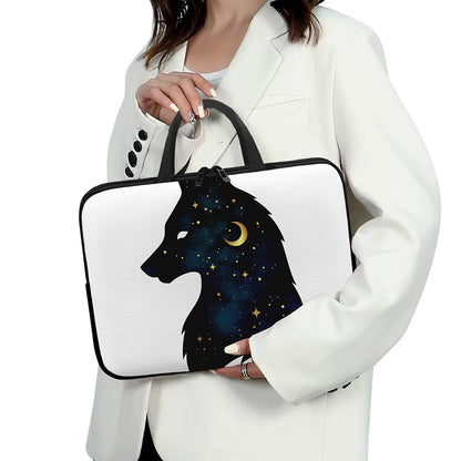 Moon And Stars Wolf Spirit Print Laptop Sleeve With Handle
