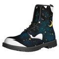 Moon And Stars Wolf Spirit Print Lace-Up Boots