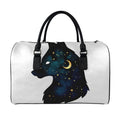 Moon And Stars Wolf Spirit Print Leather Duffel Bag