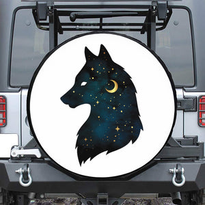 Moon And Stars Wolf Spirit Print Leather Spare Tire Cover