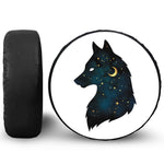 Moon And Stars Wolf Spirit Print Leather Spare Tire Cover