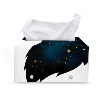 Moon And Stars Wolf Spirit Print Leather Tissue Box Cover