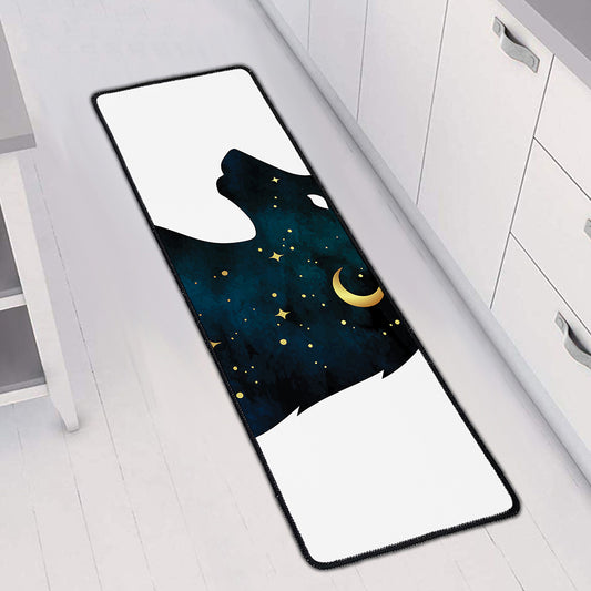 Moon And Stars Wolf Spirit Print Long Kitchen Mat