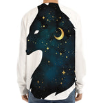 Moon And Stars Wolf Spirit Print Long Sleeve Baseball Jersey