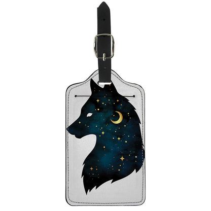 Moon And Stars Wolf Spirit Print Luggage Tag
