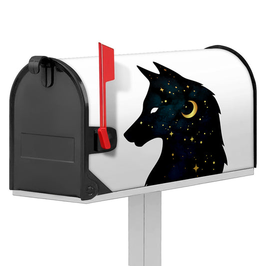 Moon And Stars Wolf Spirit Print Mailbox Cover