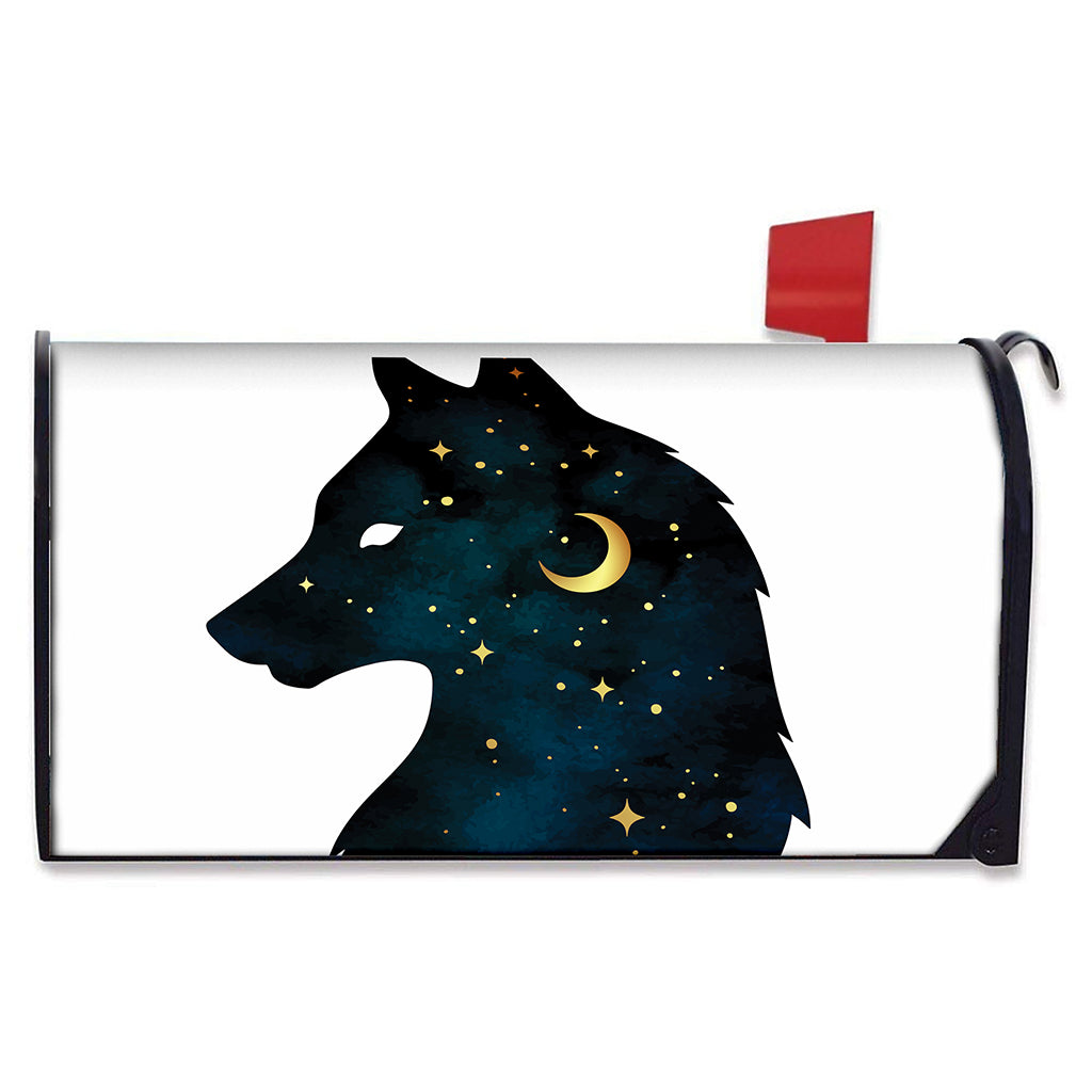 Moon And Stars Wolf Spirit Print Mailbox Cover