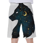 Moon And Stars Wolf Spirit Print Men's Beach Shorts
