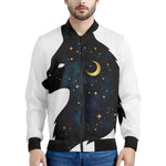Moon And Stars Wolf Spirit Print Men's Bomber Jacket