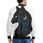 Moon And Stars Wolf Spirit Print Men's Bomber Jacket