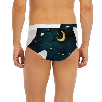 Moon And Stars Wolf Spirit Print Men's Briefs