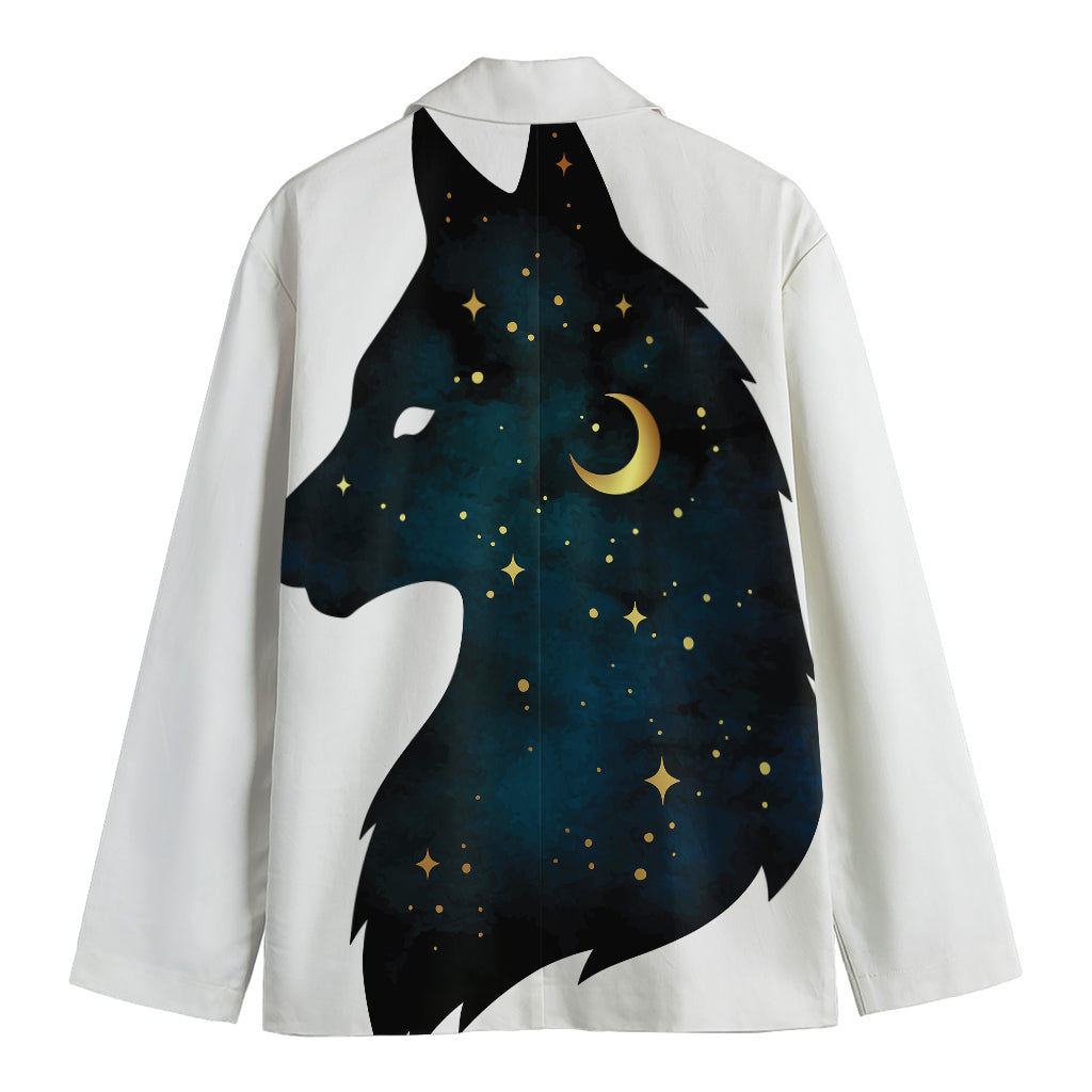 Moon And Stars Wolf Spirit Print Men's Cotton Blazer