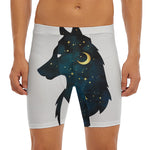 Moon And Stars Wolf Spirit Print Men's Long Boxer Briefs