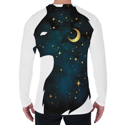 Moon And Stars Wolf Spirit Print Men's Long Sleeve T-Shirt