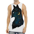 Moon And Stars Wolf Spirit Print Men's Muscle Tank Top