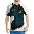 Moon And Stars Wolf Spirit Print Men's Polo Shirt
