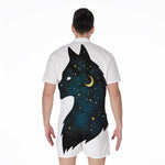 Moon And Stars Wolf Spirit Print Men's Rompers