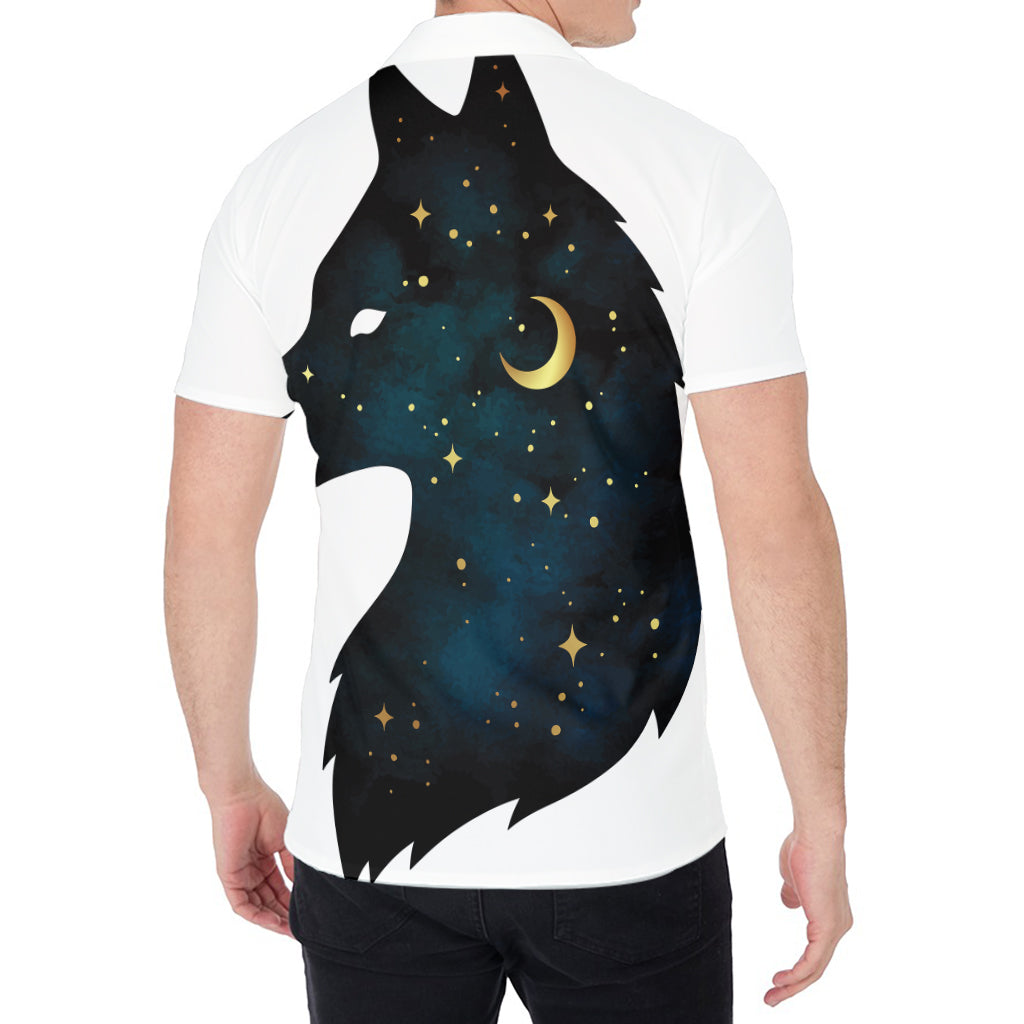 Moon And Stars Wolf Spirit Print Men's Shirt