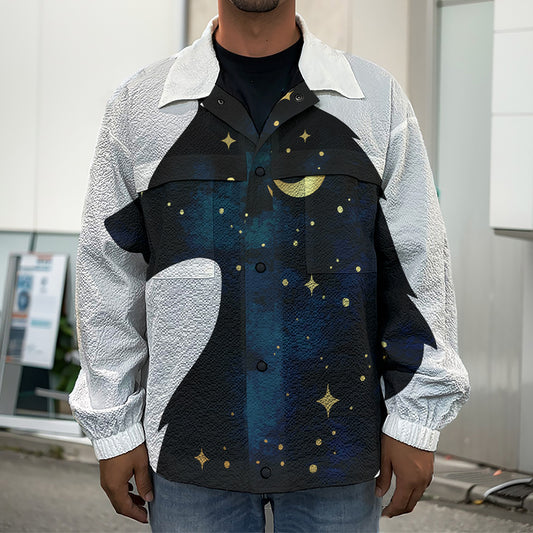 Moon And Stars Wolf Spirit Print Men's Shirt Jacket