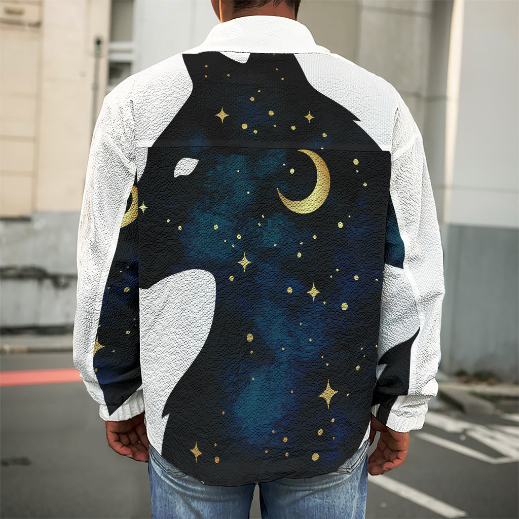 Moon And Stars Wolf Spirit Print Men's Shirt Jacket