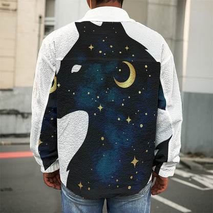 Moon And Stars Wolf Spirit Print Men's Shirt Jacket
